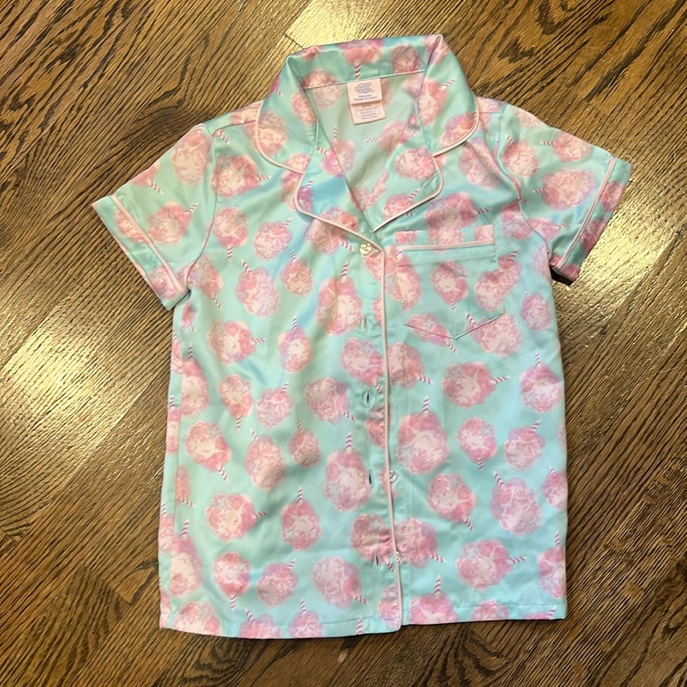 Little Girls More Than Magic Cotton Candy Button Up Silk Sleep Shirt